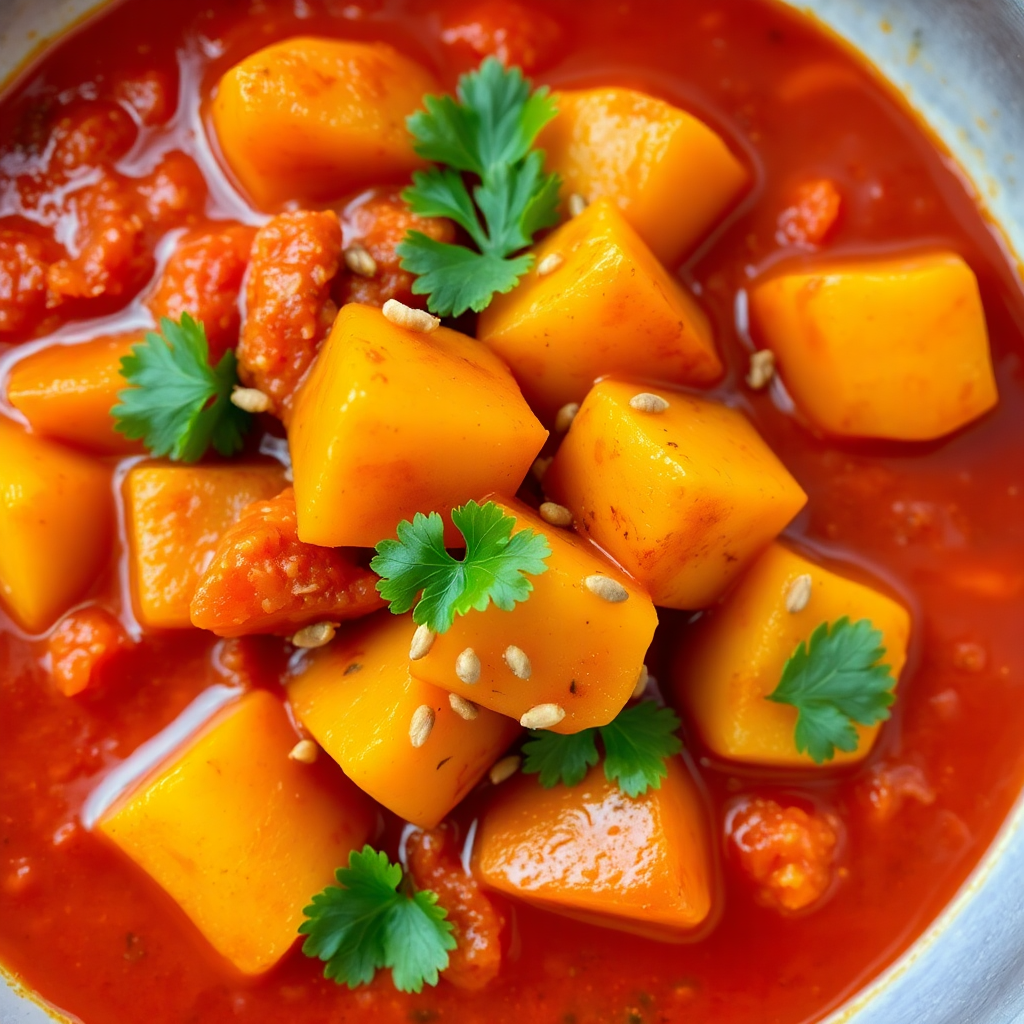 Spiced Potato Curry with Garlic and Tomatoes