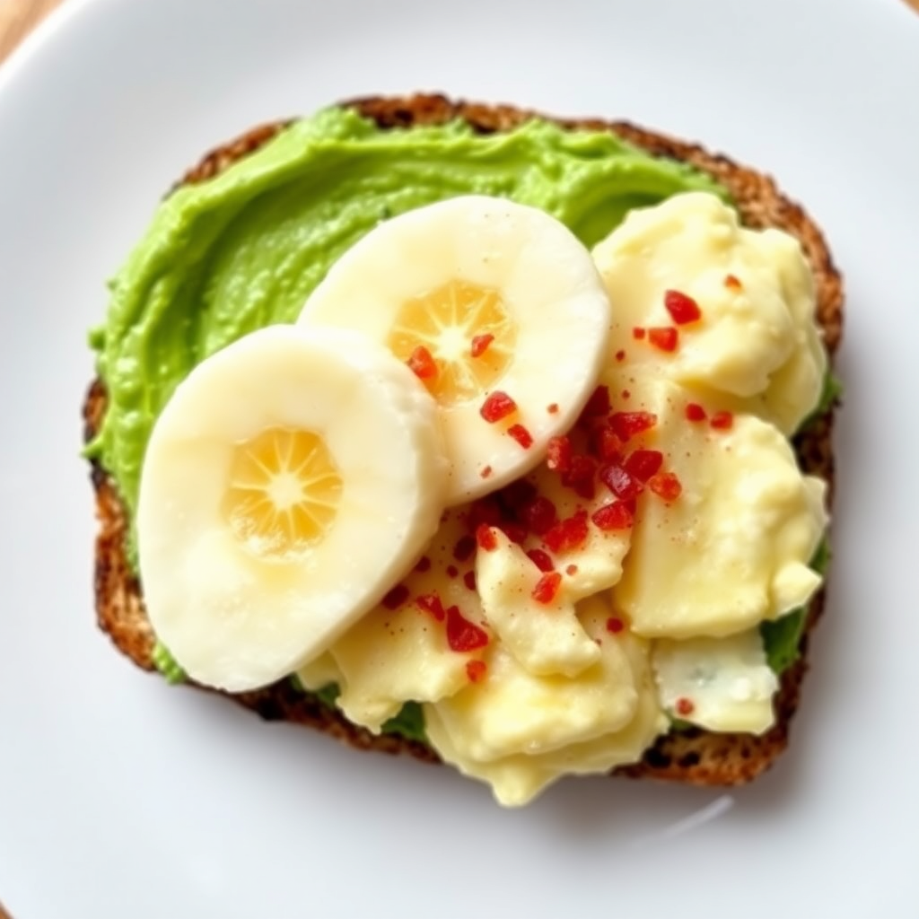 Avocado Banana Toast with Scrambled Eggs