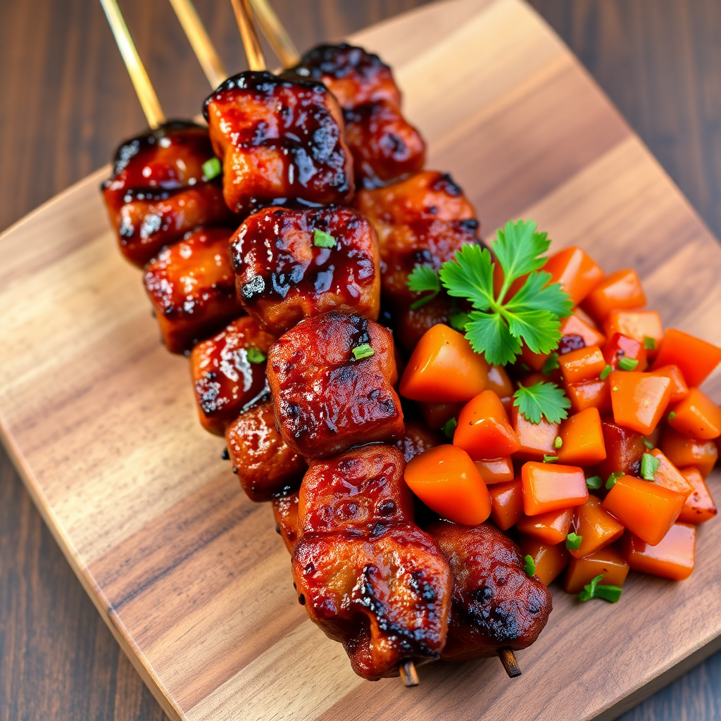 Korean Flavored Kangaroo Skewers with Quandong and Bush Tomato Chutney