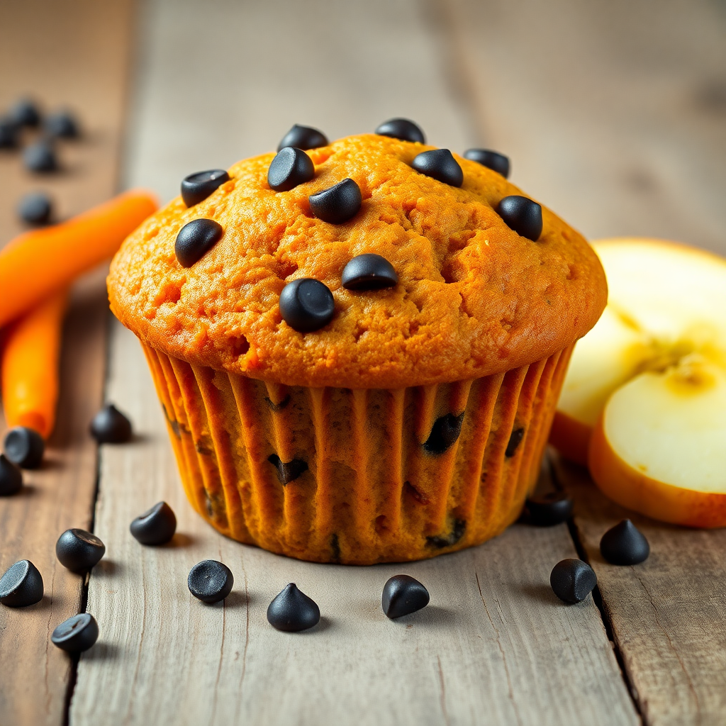 Healthy Chocolate Banana Apple Carrot Muffin