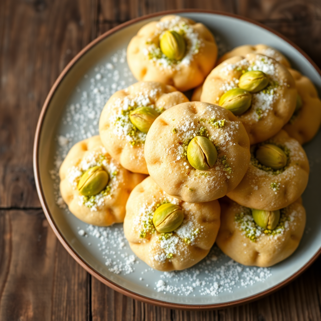 Classic Turkish Pistachio Cookies (Fıstıklı Kurabiye)