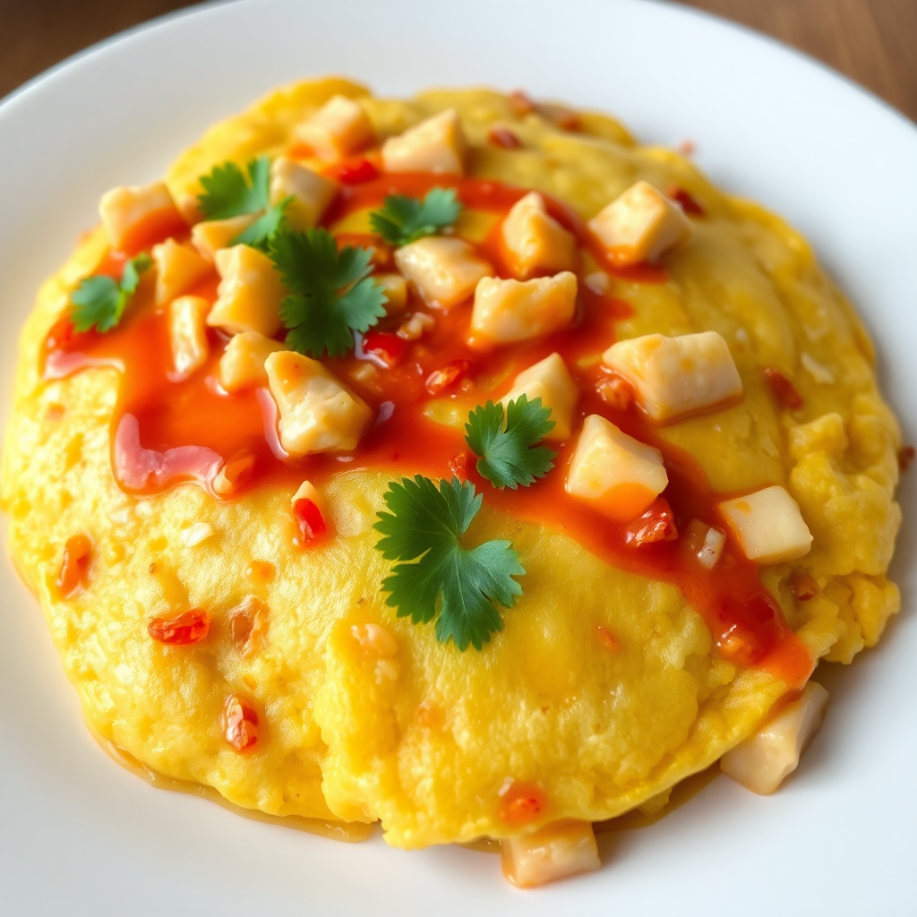 Indonesian Spicy Chicken & Fish Omelette