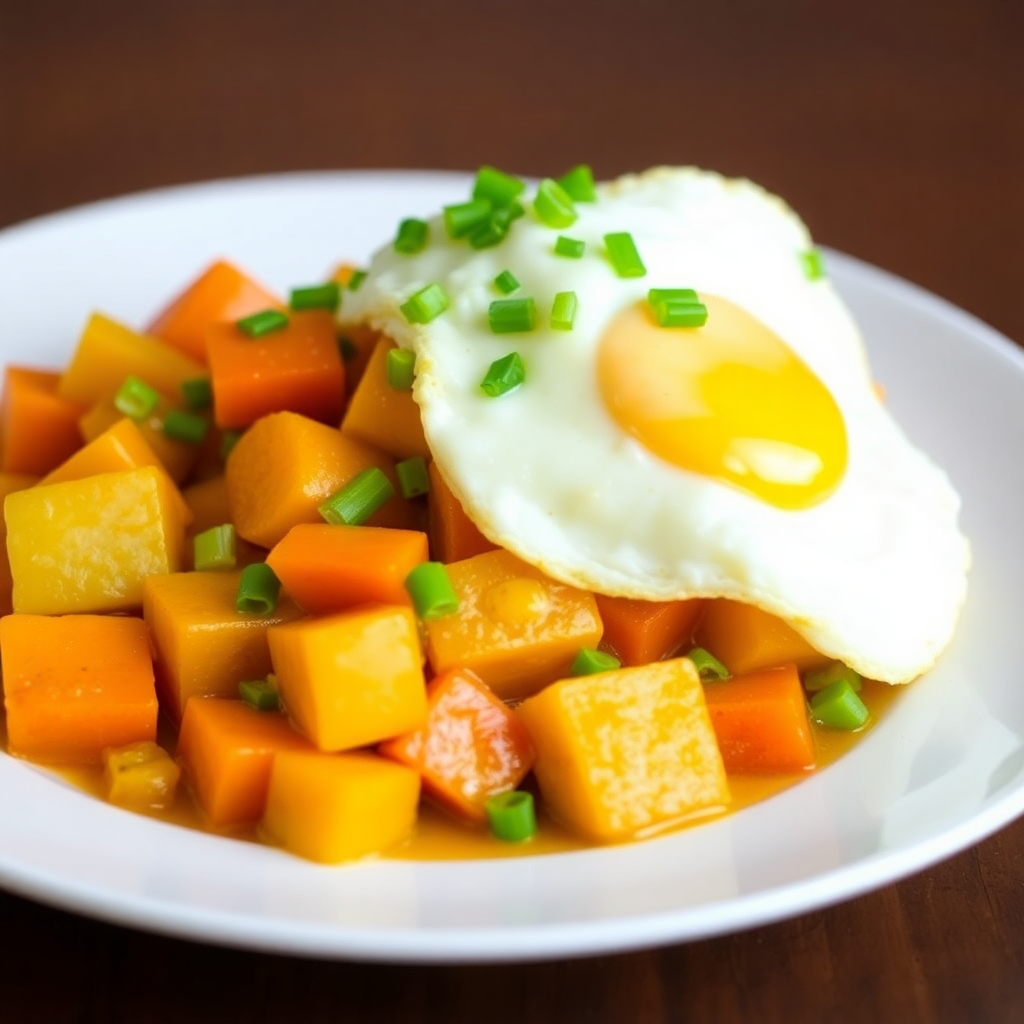 Chinese Curry Butter Potato & Carrot Stir-Fry with Egg