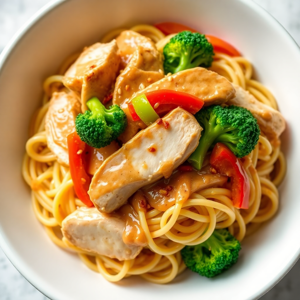 Peanut Butter Chicken Stir-Fry with Instant Noodles