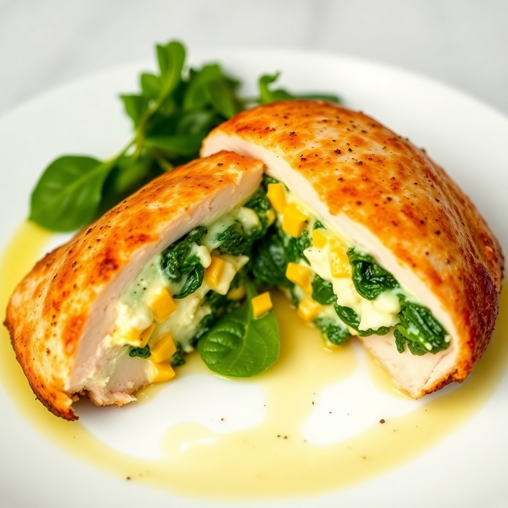 Cheesy Spinach Stuffed Chicken Breast