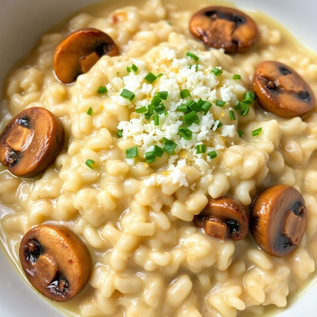 Creamy Mushroom Risotto with Fresh Parsley and Parmesan