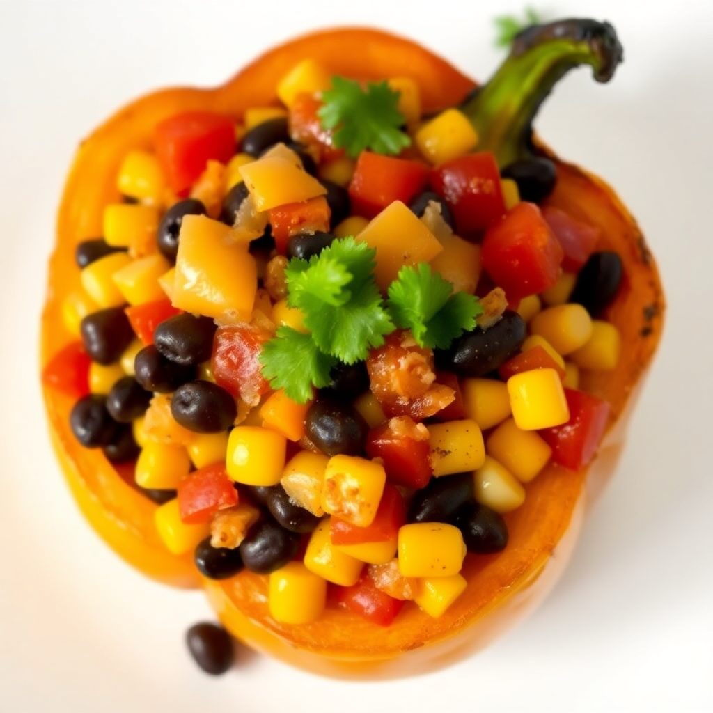 Spicy Corn and Black Bean Stuffed Pepper