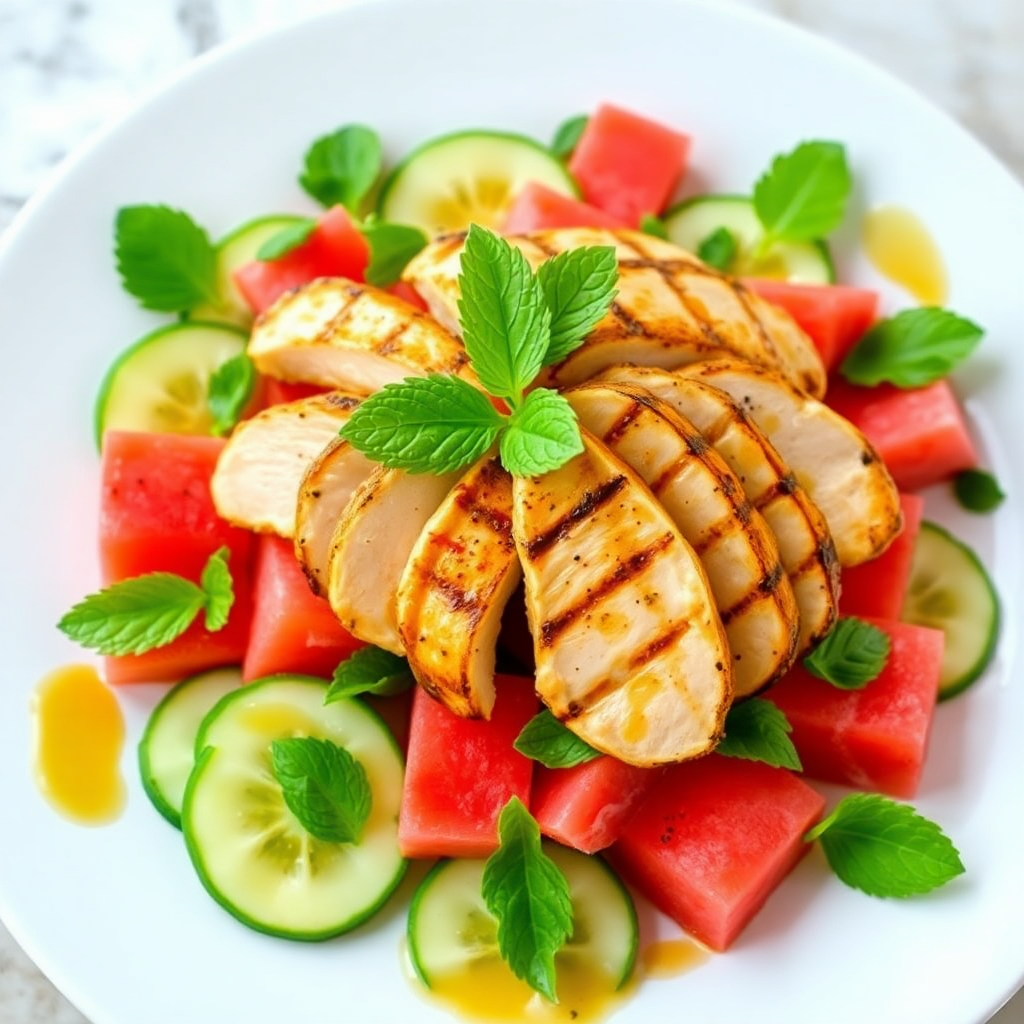 Spicy Watermelon Chicken Salad