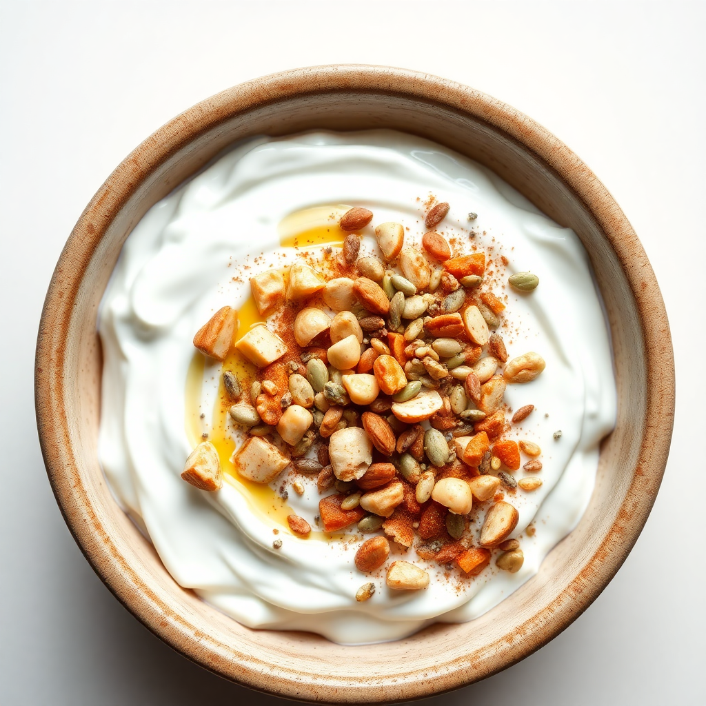 Savory High-Protein Yogurt Bowl with Nuts and Seeds