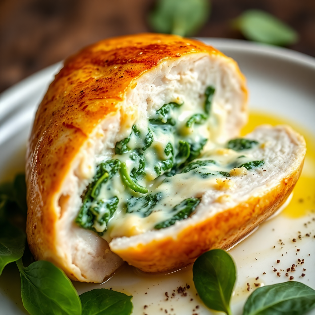Cheesy Spinach Stuffed Chicken Breast
