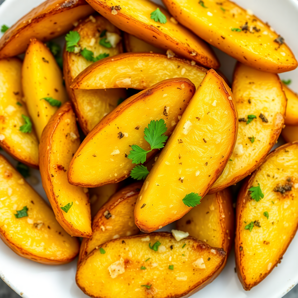 Garlic Herb Roasted Potato Wedges