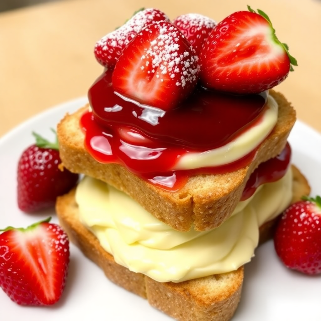 Red Berry Jelly Tower with Vanilla Butter and Fresh Strawberries