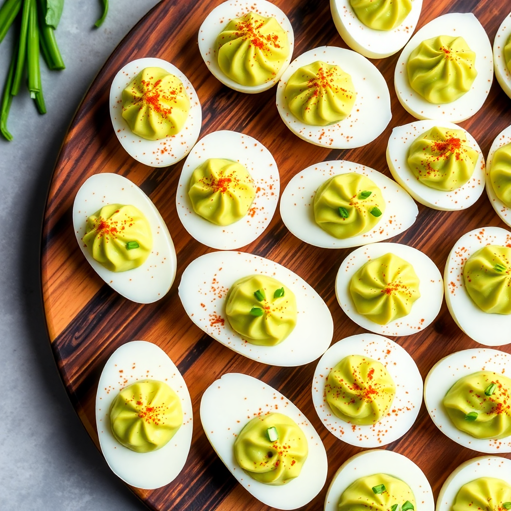 Spicy Avocado Deviled Eggs