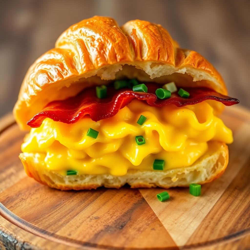 Cheddar and Bacon Scrambled Egg Croissant