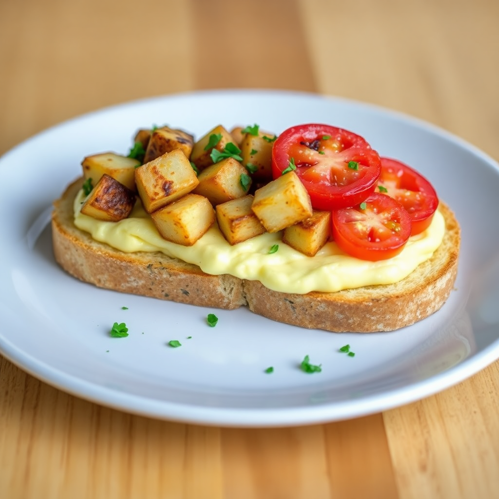 Hearty Potato and Egg Toast with Tomato Mayo