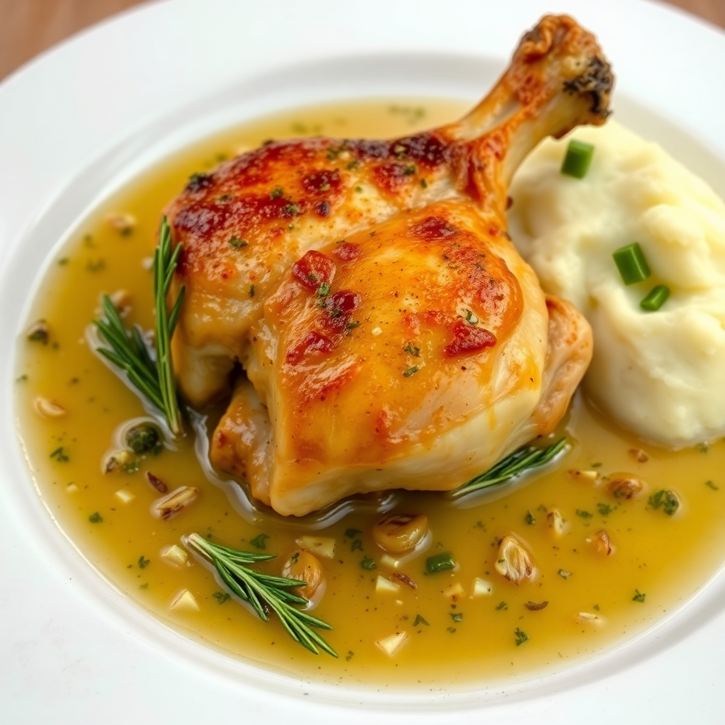 Wine-Braised Chicken Thigh with Garlic and Herbs