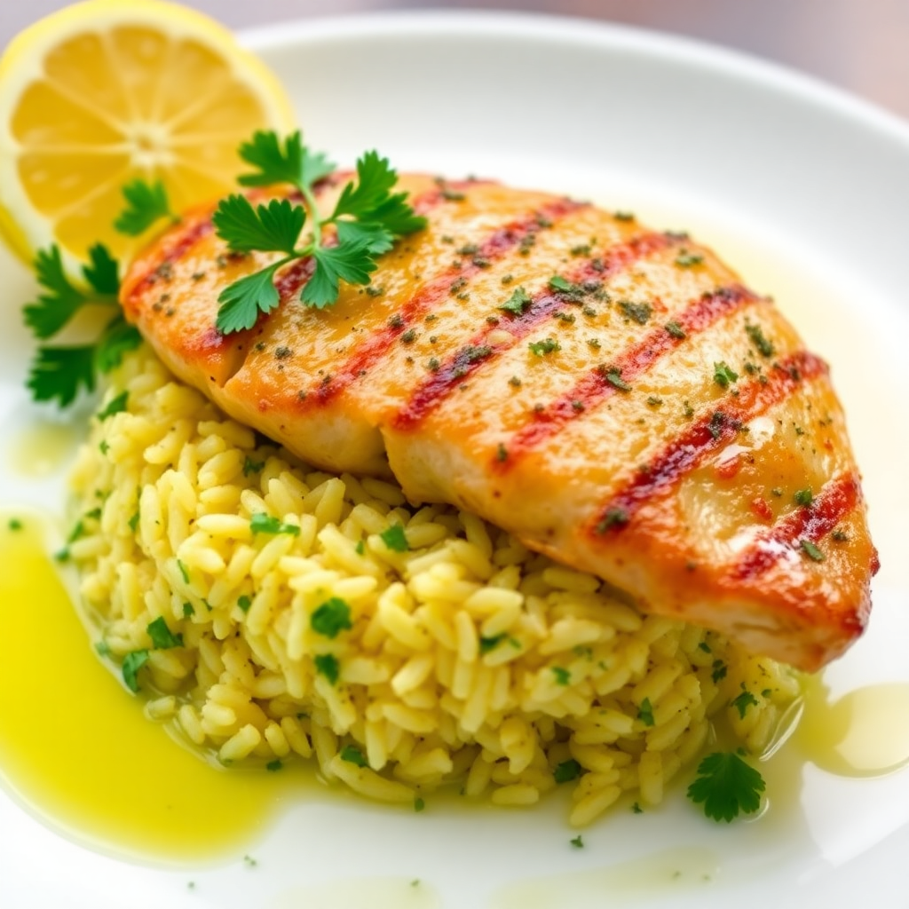Garlic Herb Chicken with Lemon Rice