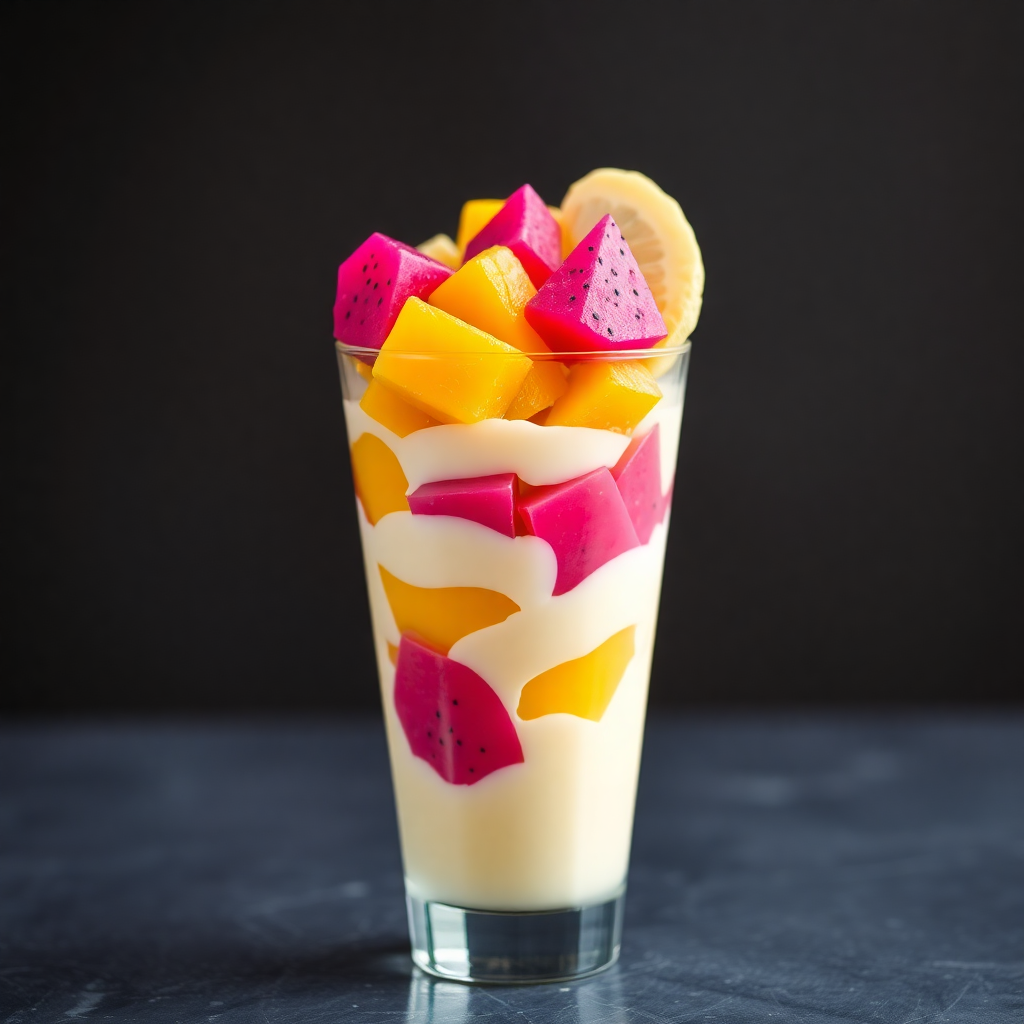 Tropical Dragon Fruit Mango Custard Parfait