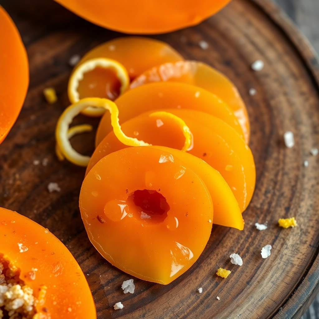 Chewy Dehydrated Papaya with Honey & Spiced Citrus Zest