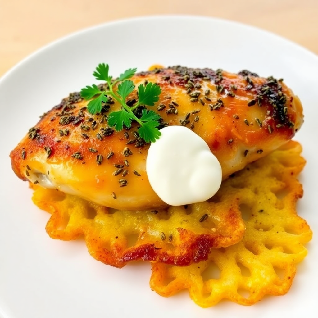 Austrian Herb-Roasted Chicken with Potato Rösti