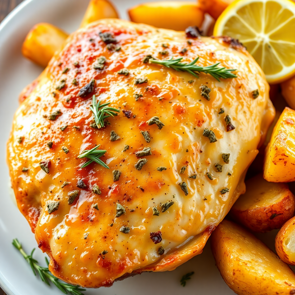 Herb-Roasted Chicken Breast with Crispy Potatoes