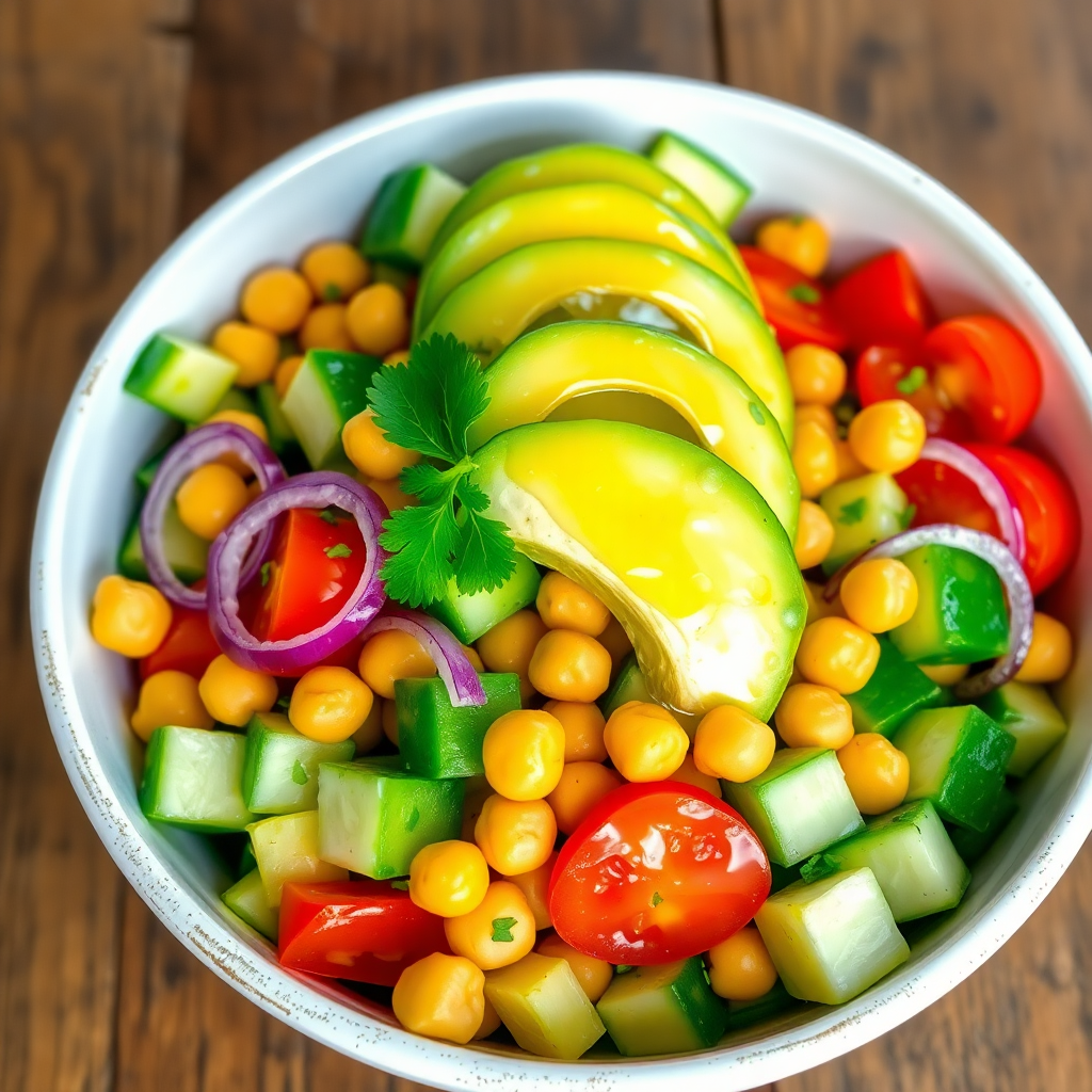 Cucumber & Chickpea Salad Bowl