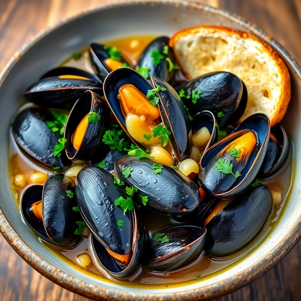 Garlic White Wine Mussels