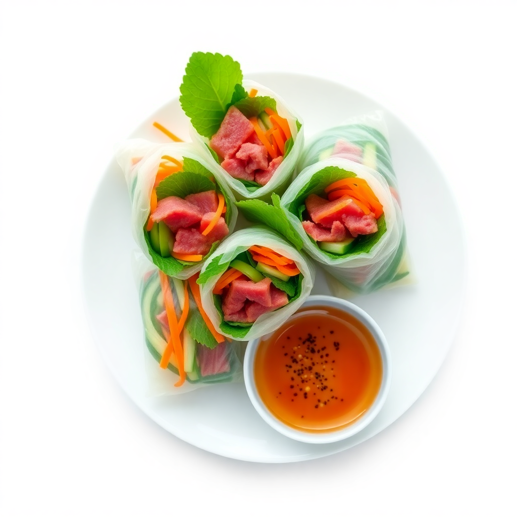 Fresh Vietnamese-Style Beef and Mint Rice Paper Rolls