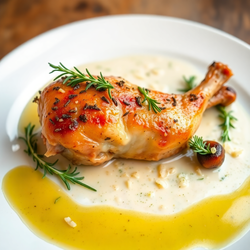 Herb-Roasted Rabbit with Garlic and White Wine Sauce