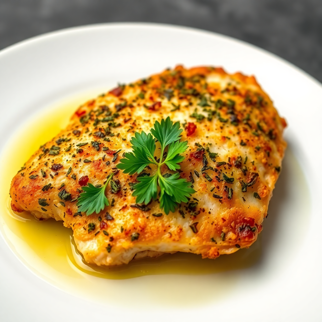 Savory Herb-Crusted Chicken with Garlic Lemon Sauce