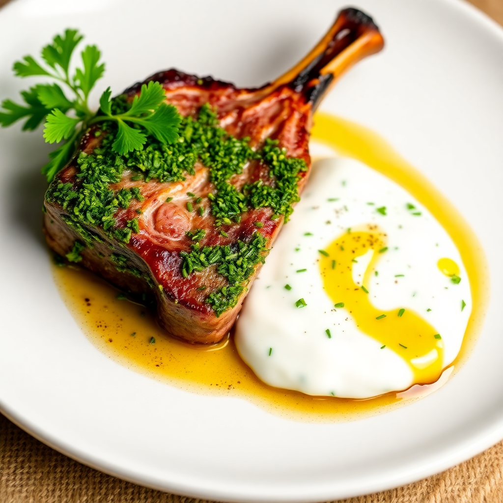 Herb-Crusted Lamb Chops with Garlic Yogurt Sauce
