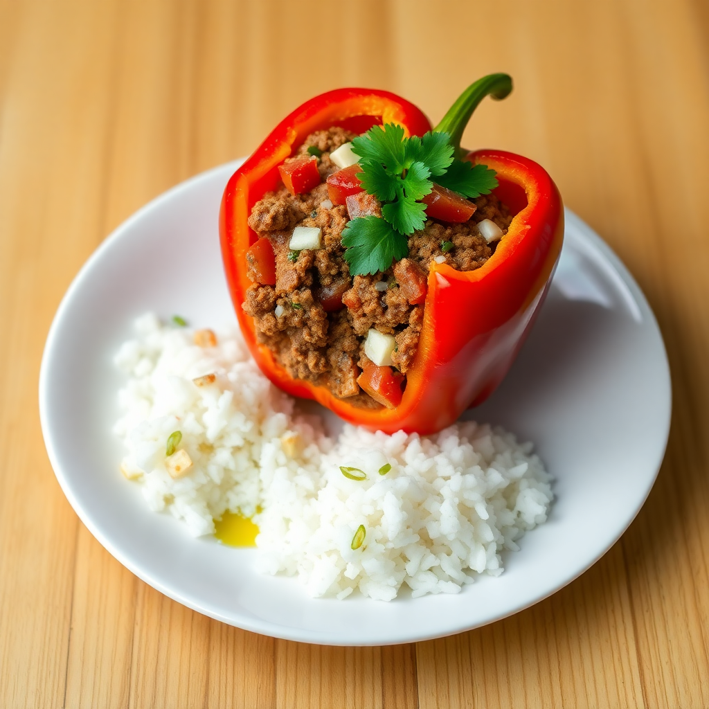Healthy Colombian Beef and Cheese Stuffed Peppers with Rice