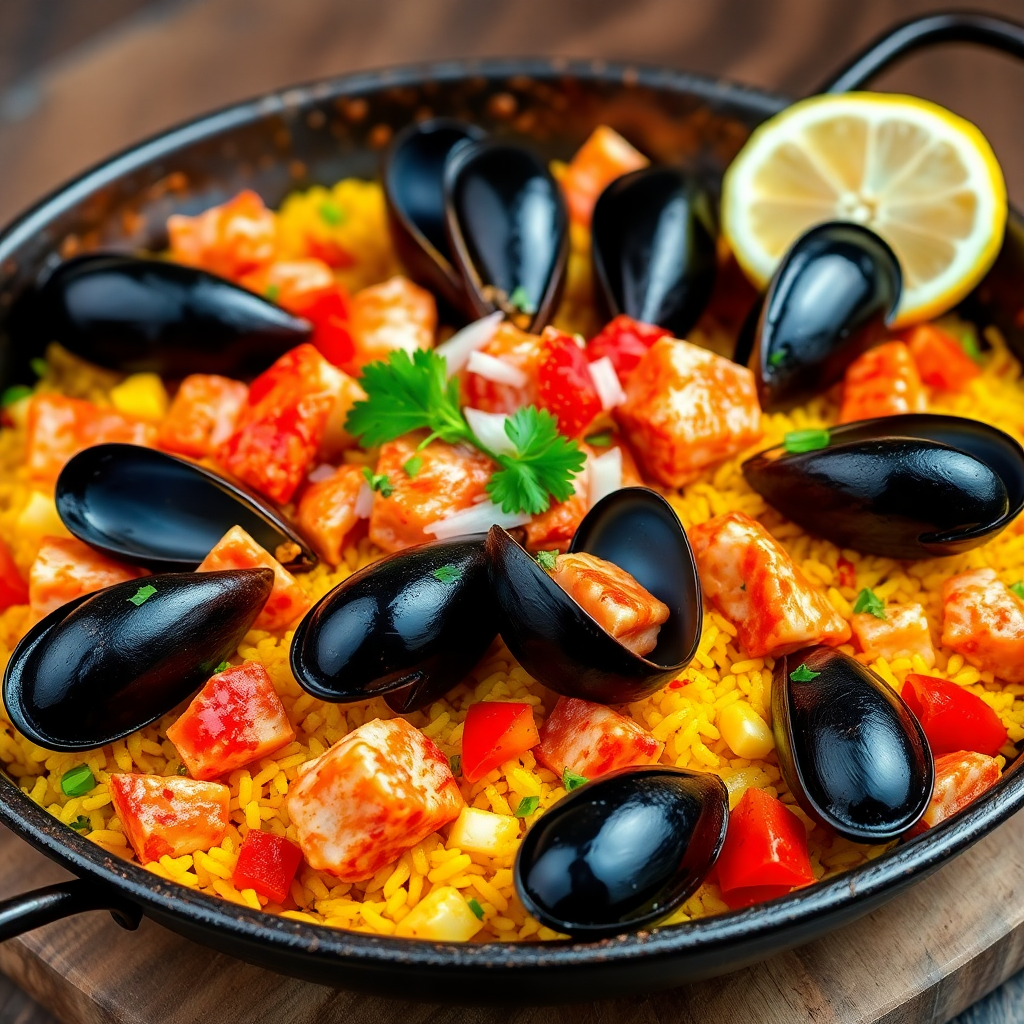 Lobster and Mussel Seafood Paella