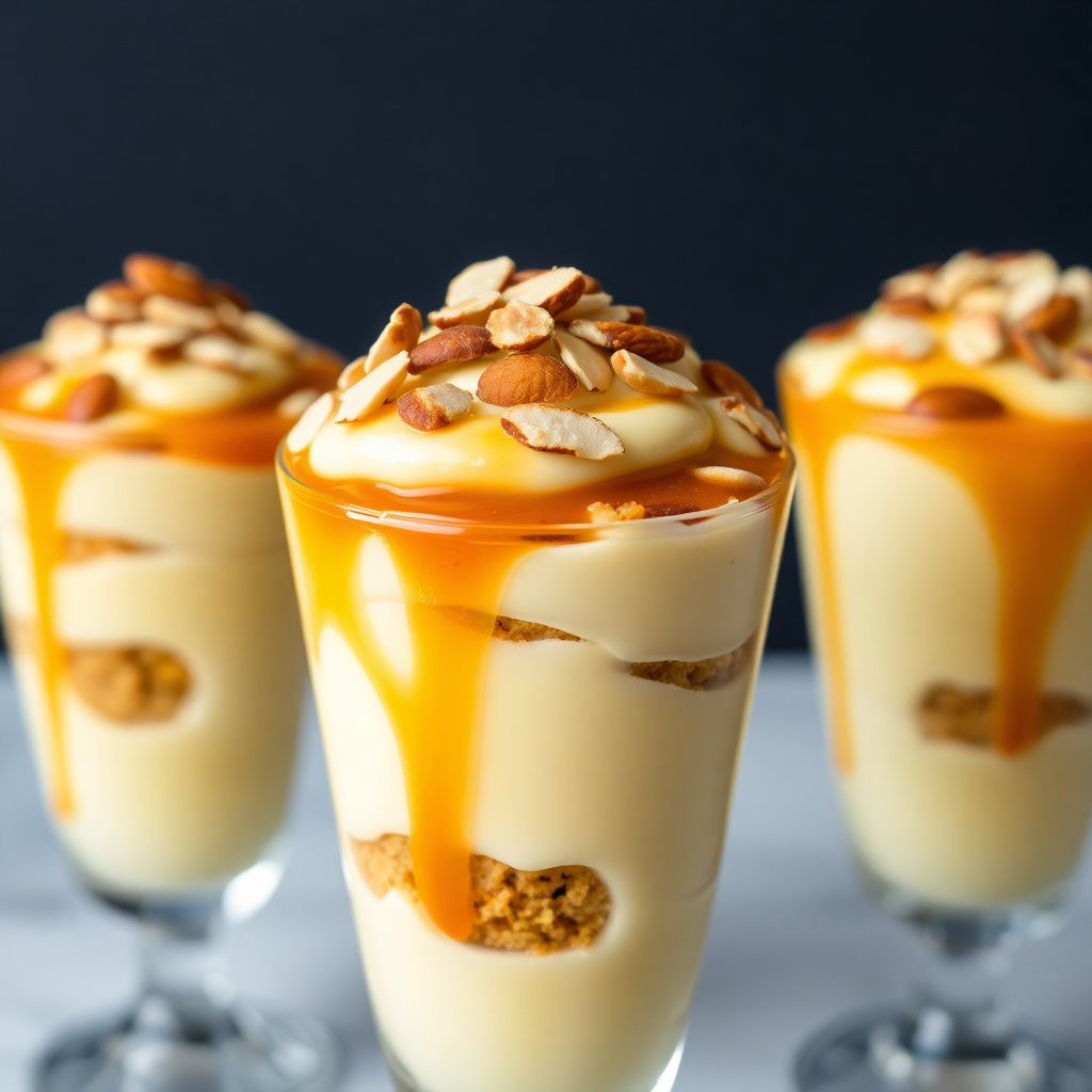 Caramel Almond Custard Parfait