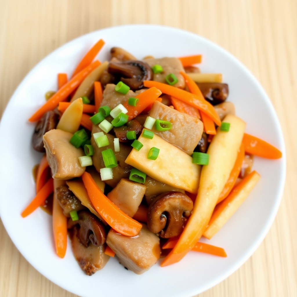 Braised Pork with Carrot, Dried Tofu, and Shiitake Mushrooms