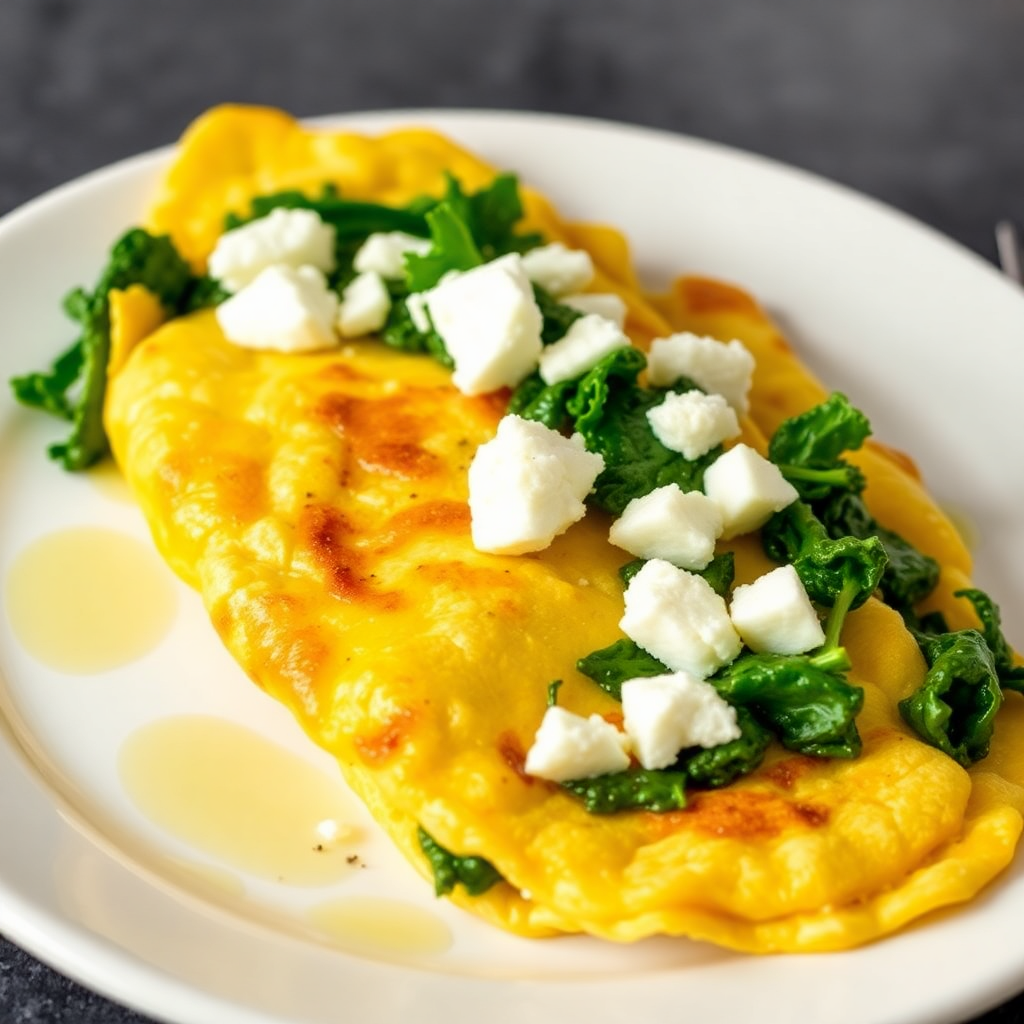 Fluffy Spinach and Feta Omelette