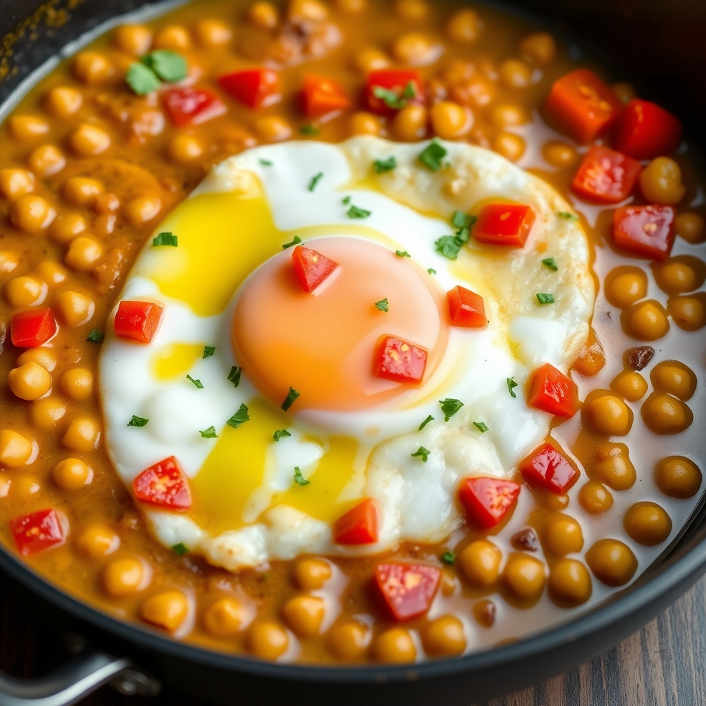 Chickpea Gravy Shakshuka with Fresh Tomato