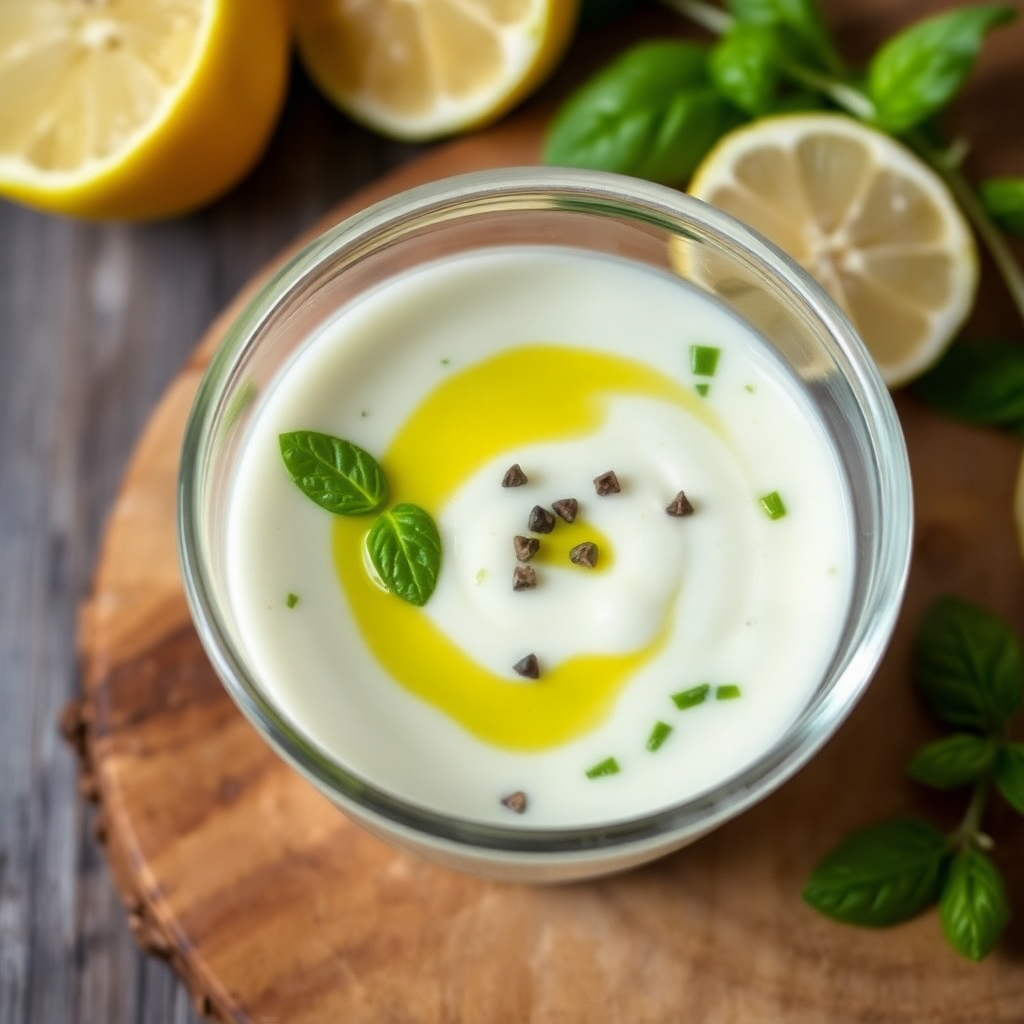 Creamy Lemon Basil Salad Dressing