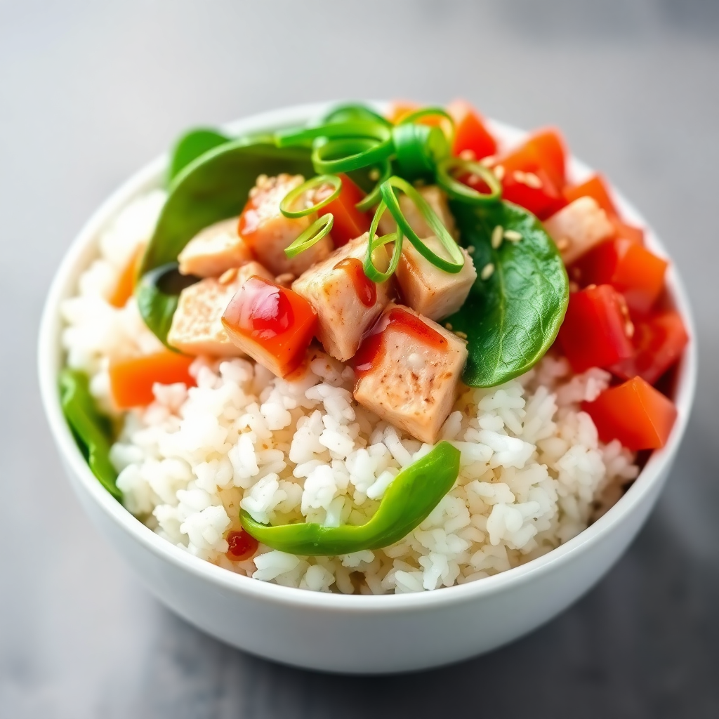 Healthy Tuna Spinach Rice Bowl
