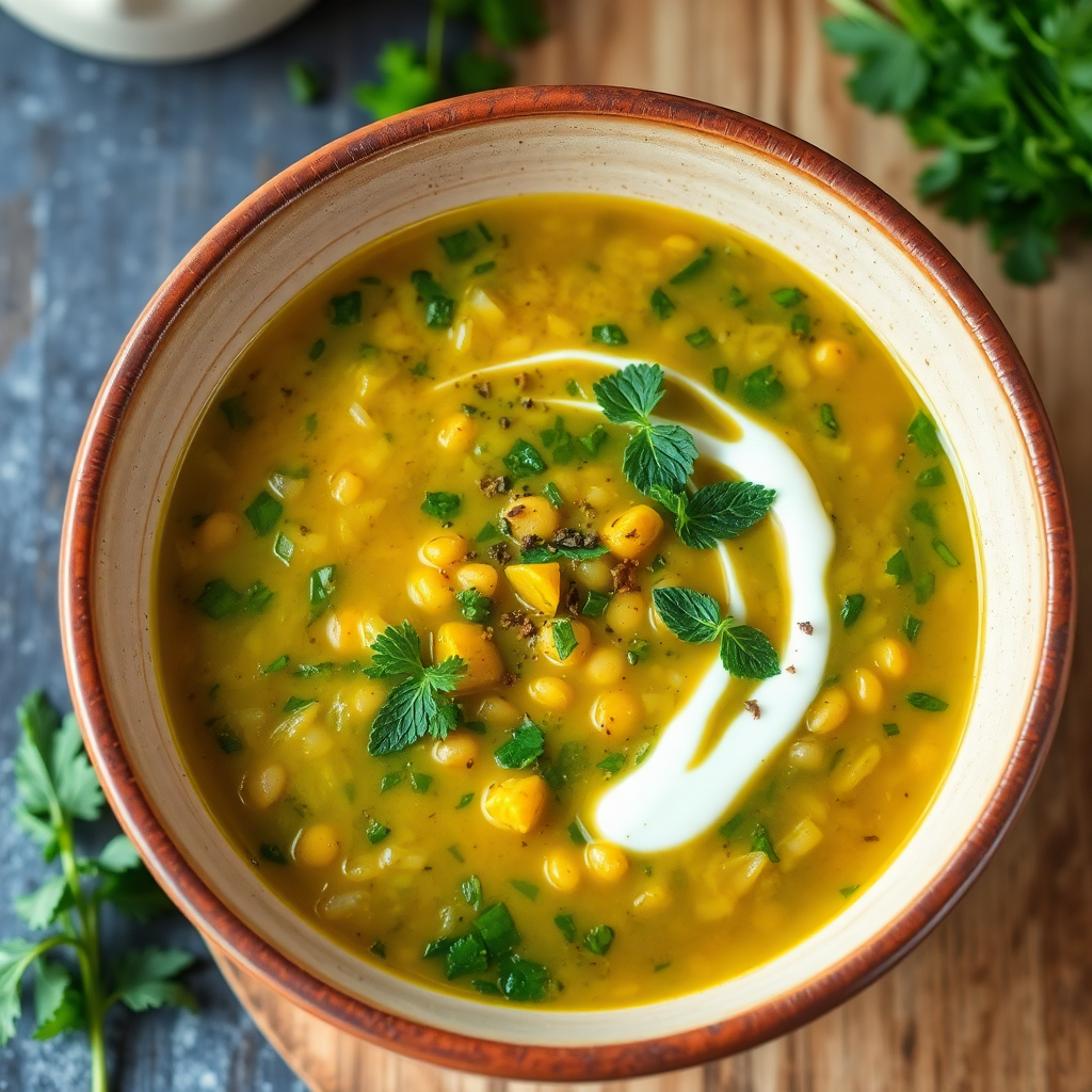 Ash-e Sholeh Zard (Persian Thick Herb and Lentil Soup)