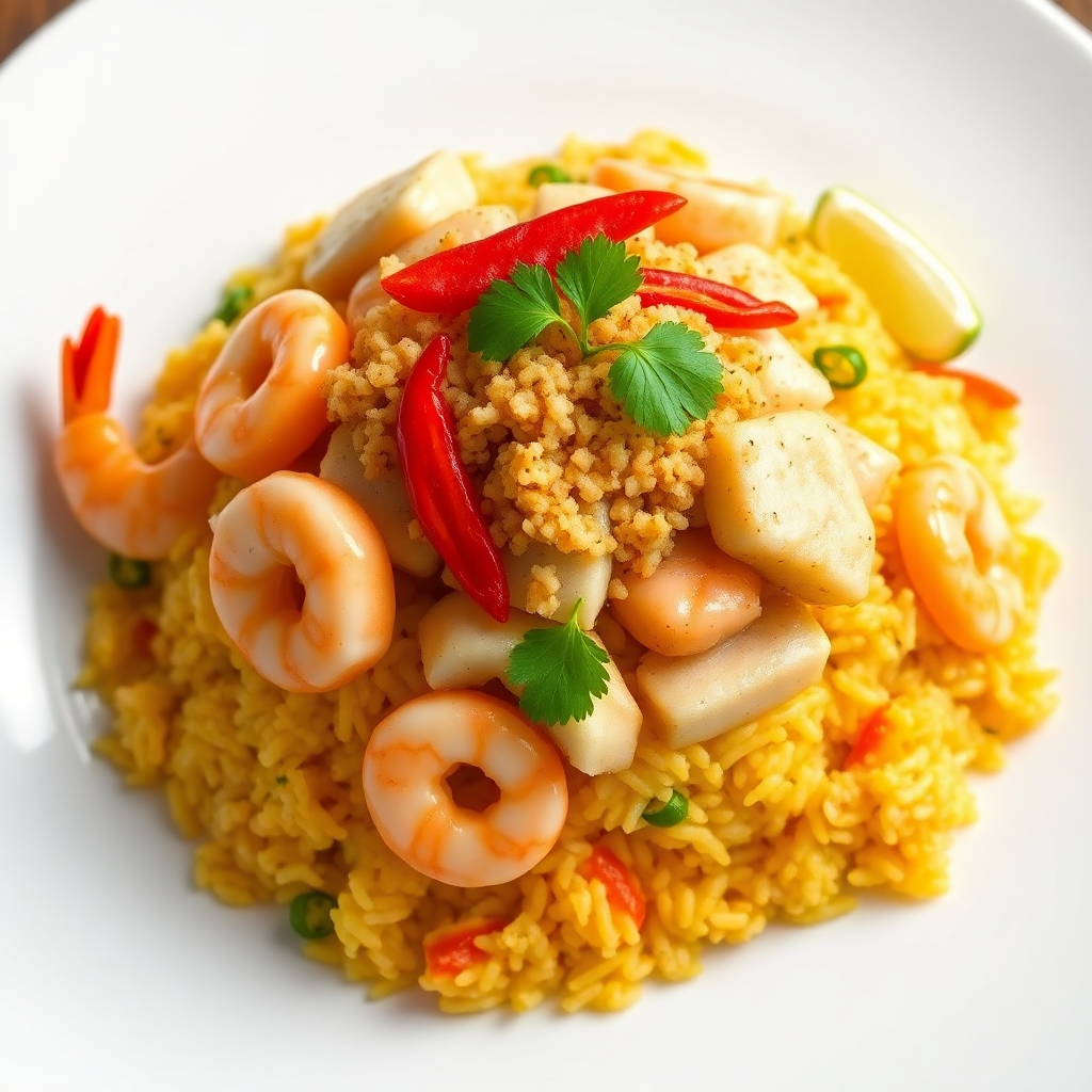 Modern Seafood Nasi Goreng with Crispy Quinoa