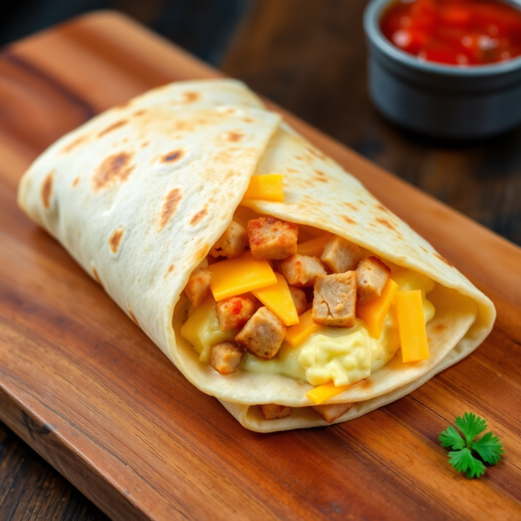 Hearty Chicken and Sausage Breakfast Tortilla