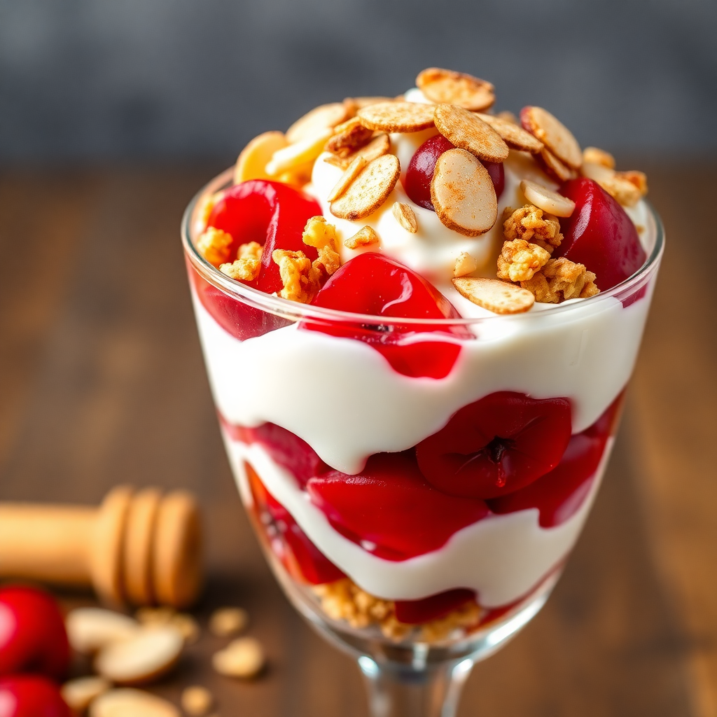Cherry Almond Yogurt Parfait