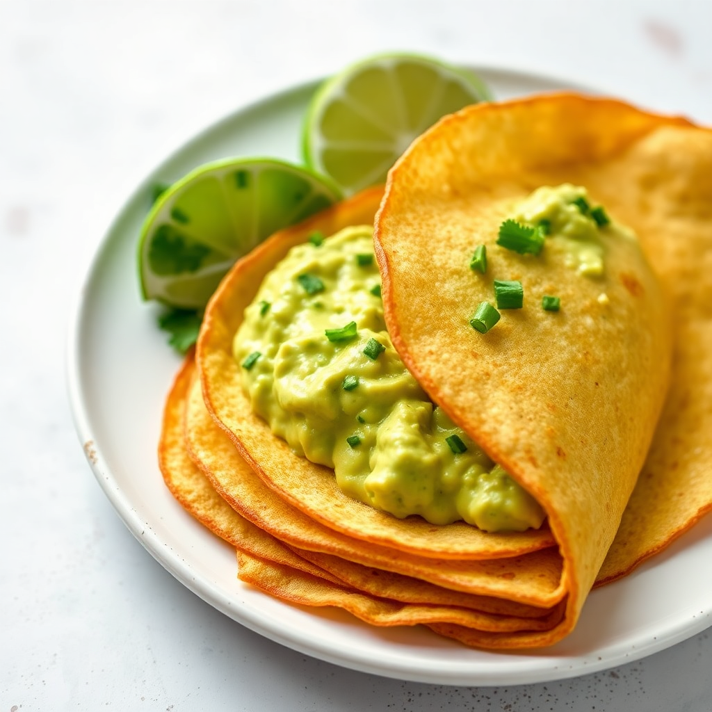 Cornmeal Crepes with Creamy Avocado Filling