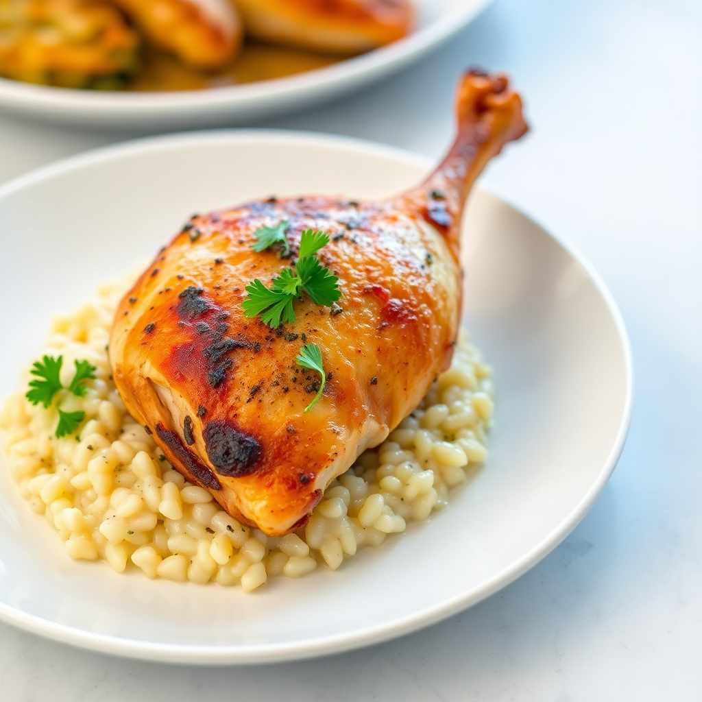 Herb-Roasted Whole Chicken with Creamy Parmesan Risotto