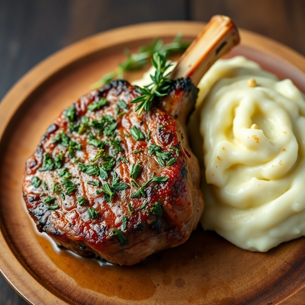 Herb-Crusted Lamb Chops with Garlic Mashed Potatoes