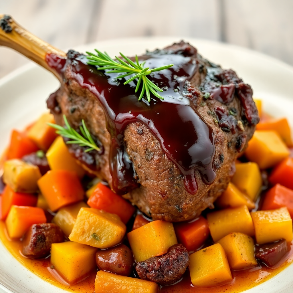 Slow-Braised Lamb Shank with Red Wine and Rosemary