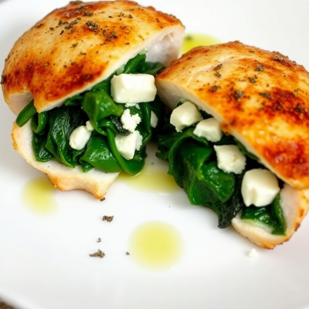 Garlic Spinach & Feta Stuffed Chicken Breast
