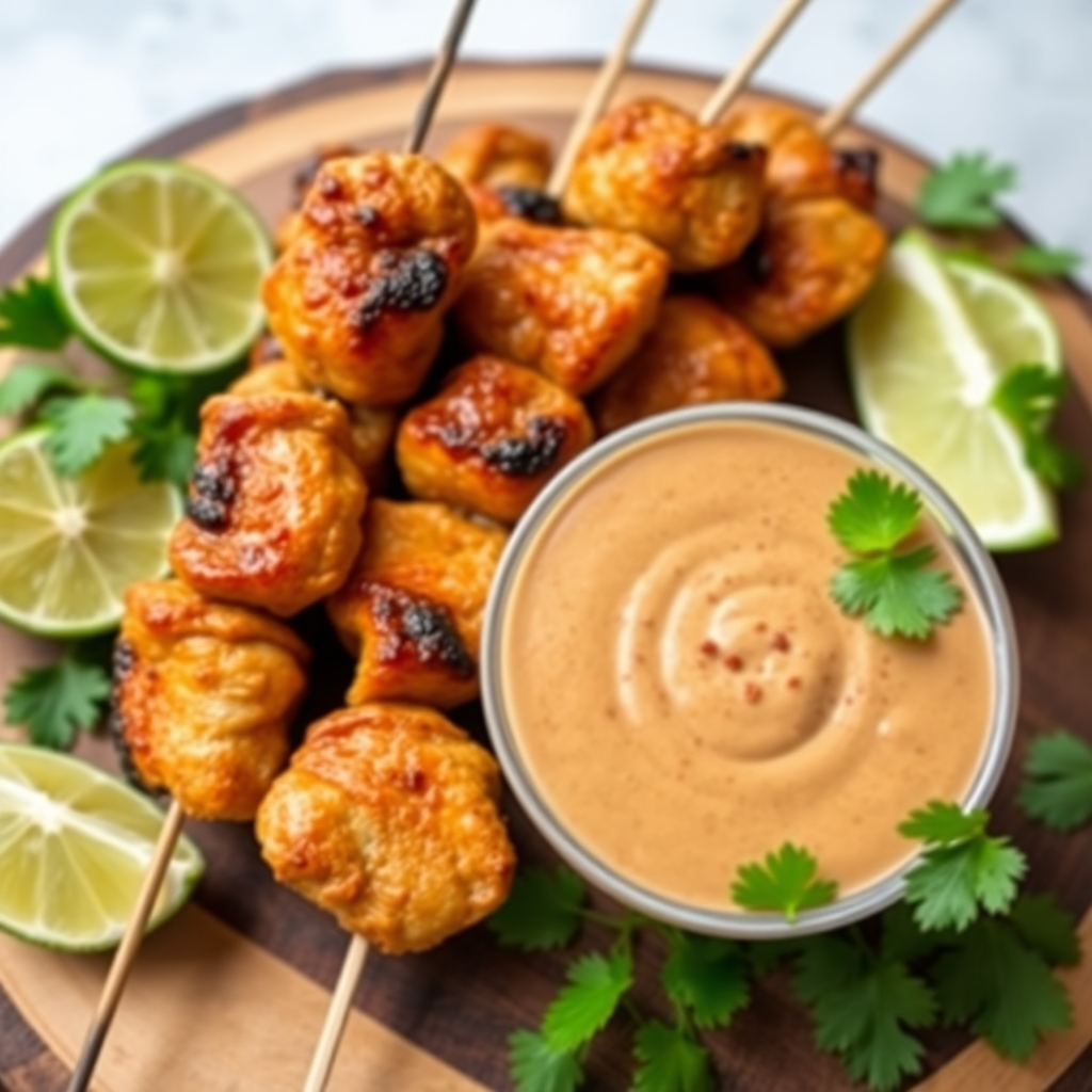 Thai Chicken Satay Skewers with Peanut Sauce