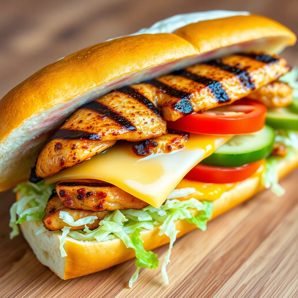 Spicy Chicken Submarine Sandwich